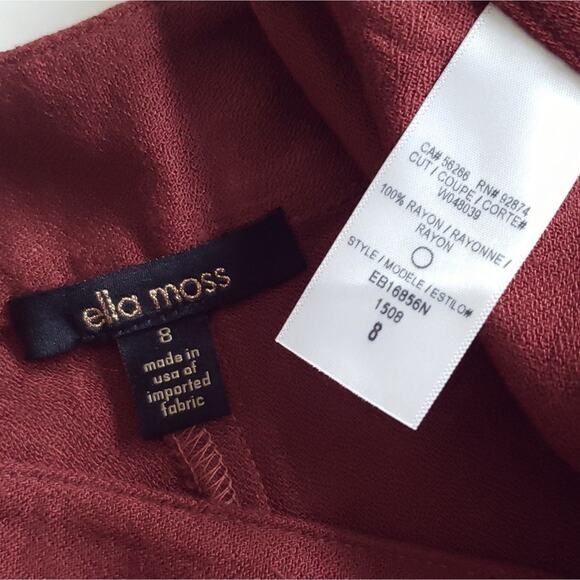 ELLA MOSS Stella high waist culottes cropped pants in henna Size 8 NEW - Picture 3 of 5